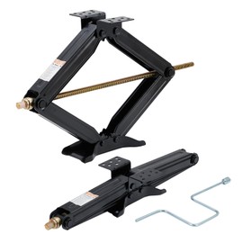 Set of 2 Camper Trailer RV Stabilizer Jacks, 5000Lb Heavy Duty 24" RV Stabilizer Leveling Scissor Jack with Crank Handle & Drill Sockets for Travel Trailer Camper, Black
