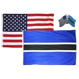 K's Novelties Set of 2 Flags with Matching Friendship Crossed Pin USA & Botswana Country 2x3 2'x3' Flag & Lapel Pin