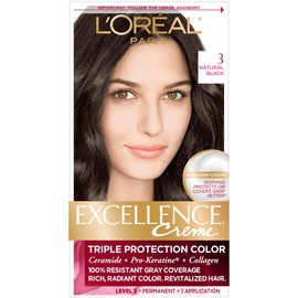 L'Oreal Paris Excellence Creme Triple Protection Color 3 Natural Black/Natural (Pack of 3)