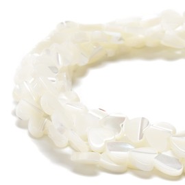 JM Design Iridescent White Mother of Pearl MOP Shell Heart Beads 6mm 15.5'' Strd for Jewelry Making