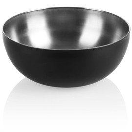 COM-FOUR® 2 x Mixing Bowls Made of Stainless Steel and Black Outer Coating as a Salad Bowl, Fruit Bowl or Simply as a Decorative Bowl. (2 Pieces, Diameter 24 cm, Black)