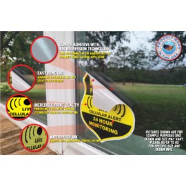 (5 Pack) Combination Pack of 24 Hour Monitoring - This Vehicle Protected by GPS Tracking Warning Signs - Decal Self Adhesive Sticker Vinyl Decal — UV resistent