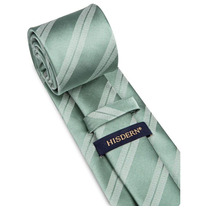 HISDERN Men's Tie Formal Stripes Tie with Pocket Square Set