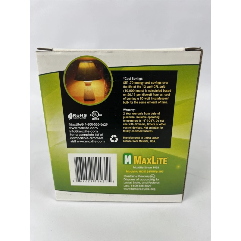 MAXLITE SpiraMax 2- 4packs (8) Light Bulbs 900 Lumens 13W