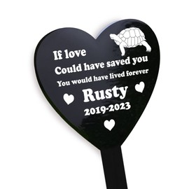 RED OCEAN Tortoise Memorial Outdoor Garden Grave Stake - Pet Memorial Decorations For Garden or Grave - Black Acrylic Weatherproof Grave Marker - Memorial For Tortoise