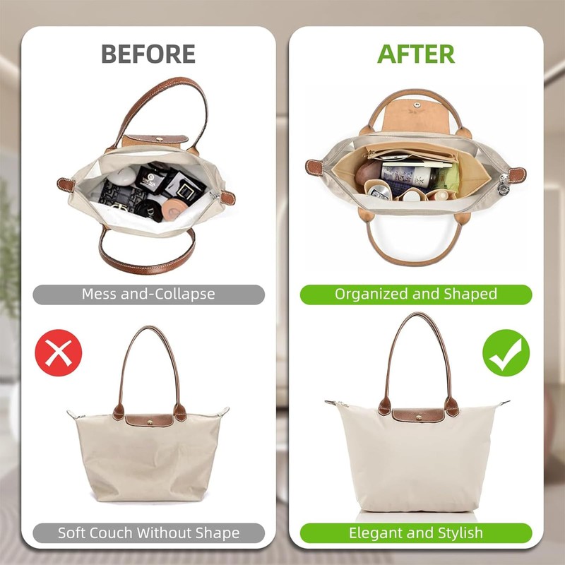 JIAMOEAT Pocket Insert Organiser for Longchamp Le Pliage L -