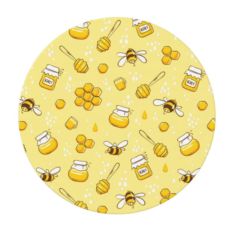 Famame Cute Bees and Honey Fitted Round Tablecloth Waterproof Table