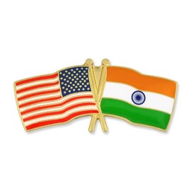 PinMart‘s USA and India Crossed Friendship Flag Enamel Lapel Pin - Country Flags Pins For Hats, Jackets, and Backpacks - 10 Pack