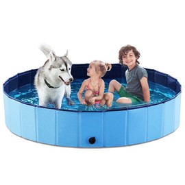 Jasonwell Foldable Dog Pool Collapsible Hard Plastic Swimming Pool Portable Kiddie & Pet Pool Doggie Wading Bath Tub for Puppy Small Medium Large Dogs Cats and Kids 63"