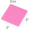 Vanpad Lined Sticky Notes 3x3 Inches, Rose Red Ruled Self-Stick