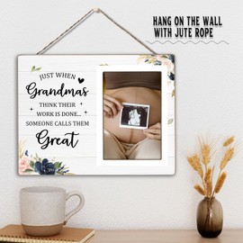 Grandma Gifts Photo Frame, Great Grandma Gifts for Gigi Grandmother Gifts Wooden Picture Frames, Pregnancy Announcement Picture Frames, Just When Grandmas Think Their Work Is Done (White Grandma, 4 x