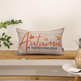 TRENDIN Autumn Throw Pillow Covers for Couch, Linen Decorative Pillow Cover for Bed Sofa Living Room, Maple Leaf Accent Cushion Cover 12x20, Fall Decorations for Home Decor Orange PL1150TR