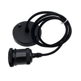 EmyZöilure Vintage Pendant Light Fitting Retro Industrial Style E27 Lamp Holder,1.5M Braided Cord Ceiling Rose Peadant Light Kits