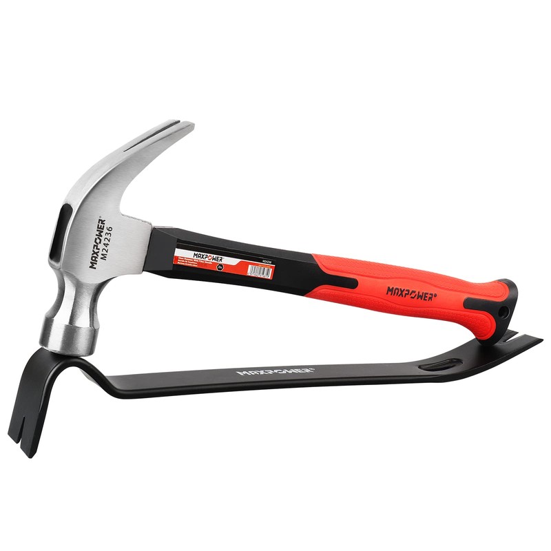 MAXPOWER 20oz Claw Hammer and 15-Inch Flat Pry Bar Set