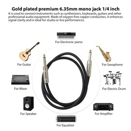 Zafina-UP New 6.35 mm (1/4 in) Jack Male Pro Audio Sound Speaker Cables SPEAKON Plug DJ Cords 15 Gauge, Set of 2,3 Feet Long