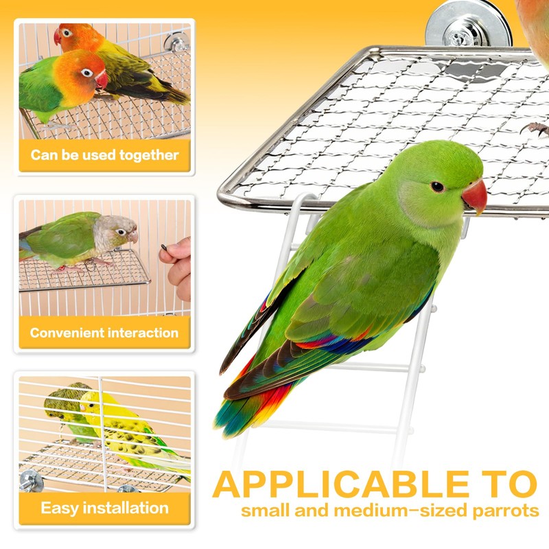 3 Pcs Bird Perch Platform Stainless Steel Birds Perches with