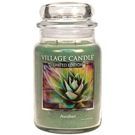 Village Candle Awaken, Large Glass Apothecary Jar Scented Candle, 21.25 oz, Green