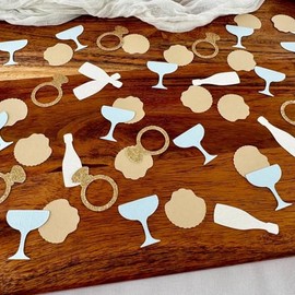 100PCS Last Toast on the Coast Confetti,Bachelorette Table Decoration,Bachelorette Party Decor,Wine Cup Diamond Ring Shells Paper Scatter for Bridal Shower