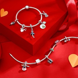 NINGAN Sterling Silver 925 Lucky and Loving Pearl Jewellery Shiny Camera Lucky Cube Clover Suspension Arm Suitable for Women's Bracelet Necklace, Cubic Zirconia, Cubic Zirconia