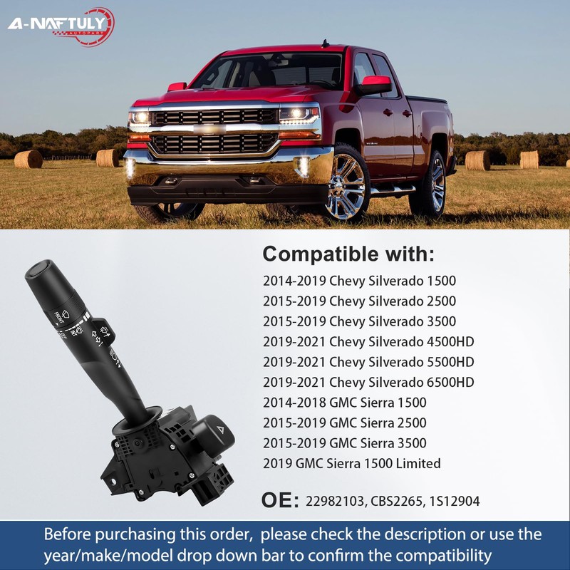 Turn Signal & Multifunction Switch Compatible with Chevy Silverado 1500/2500/3500