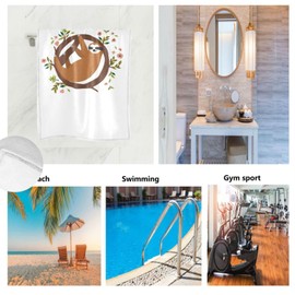 Vdsrup Cute Sloth Hand Bath Towel Shower Towels Spring Flowers Fingertip Bathroom Towel Kitchen Dish Guest Towel Highly Absorbent Soft for Hand Face Gym Spa 30 X 15 Inch