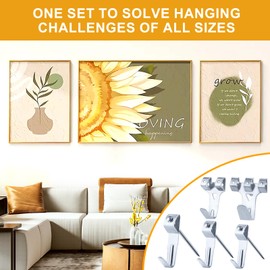 KURUI Picture Hanging Kit for Wall Decor, Frame, Painting, Art, Photo, 385Pcs Picture Hangers with Heavy Duty Hooks, Sawtooth, Hardware Nails, Wall Hangers for Bedroom Office Classroom (Silver)