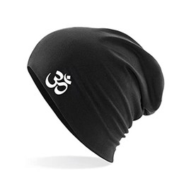 Huuraa Beanie Om Symbol Unisex Hat with Buddhism Sign Gift Idea for Friends and Family, black