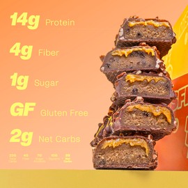 Misfits Vegan Protein Bars, Peanut Butter Fudge - Updated Recipe | Plant Based, Low Sugar & Carb, High Fiber Snacks | Pack of 12