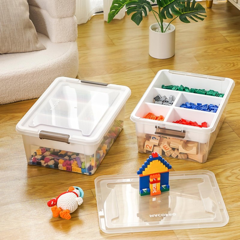 MACOPRO Plastic Storage Box with Removable Tray Craft Organizers and