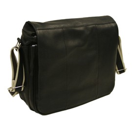 Piel Leather Expandable Messenger Bag, Black, One Size