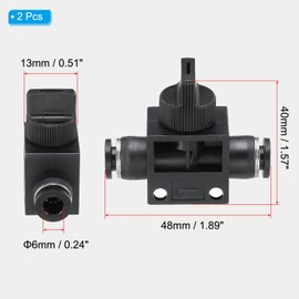 PATIKIL 6mm Pneumatic Ball Valve, 2 Pack 6mm OD Push to Connect Tube Fittings Ball Valve Union Straight Air Flow Control Valve for Air Hydraulic, Black Silver