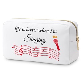 Singing Gifts for Girls Makeup Bag Music Lover Gift Singer Gifts for Women Daughter Sister Friend Singing Lover Gift Music Party Favors Cosmetic Pouch Music Teacher Appreciation Gift Musician Gifts