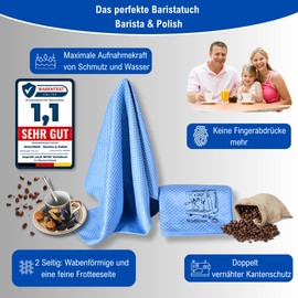 Walfinus 2 Stück XXL Microfasertücher Barista Tücher für Siebträgermaschinen Dampflanze 70x50 cm saugstarkes Barista Tuch