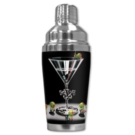 Mugzie brand 20 Ounce Cocktail Shaker with Insulated Wetsuit Cover - Michael Godard: Bottoms Up