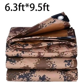 Waterproof Tarp CamouflageThickening Multi-Size Sun Shade Sail Customized Tarpaulin Sunrays Block Awning for Patio Canopy Rain Cover Canvas Sunshade Camp Outdoor Gardens Canopy (6.3ft*9.5ft)