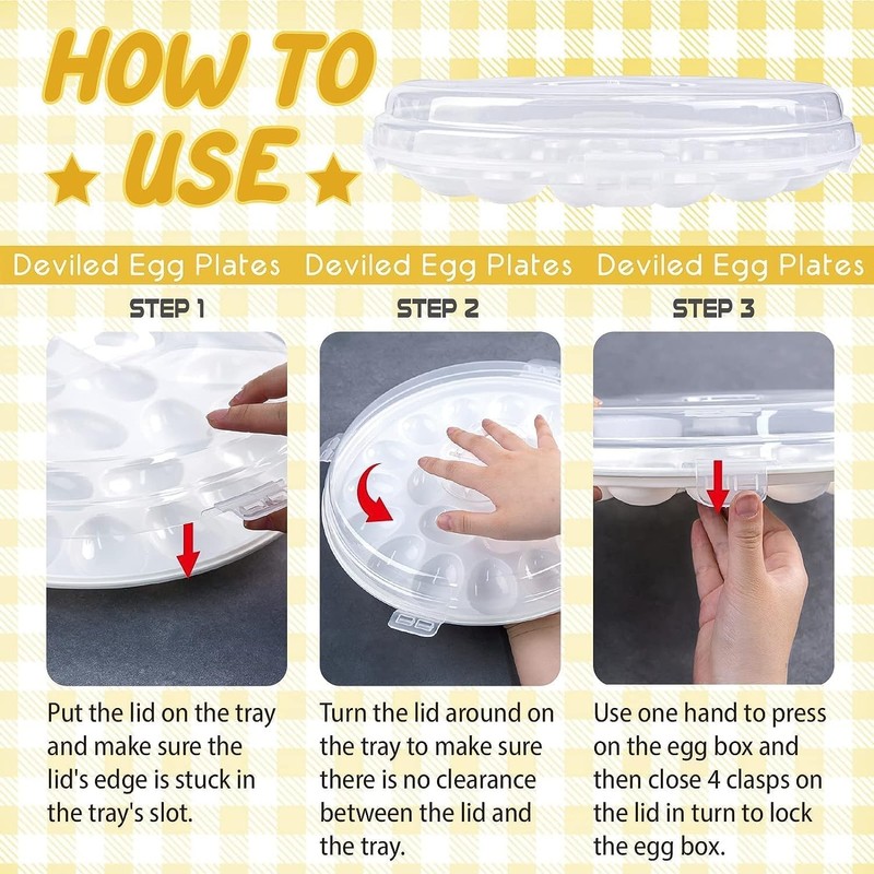 HANSGO Deviled Egg Containers with Lid, Deviled Egg Platter Carrier