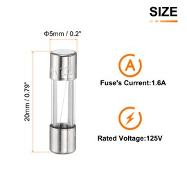 HARFINGTON 30pcs Fuses 1.6A 125 Volt Fast Blow Glass Fuse F1.6AL250V 5x20mm Fast Acting Fuses for Christmas Light Electrical Systems Microwave Ovens TVs Fans Lights Oven