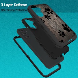 FGDRFGRW Designed for Moto G Play 2024 6.5 Inch Case,Heavy-Duty Rugged and Durable,Shockproof Hybrid Dual-Layer Armor Protective Shell,Dog Paw Print on Wood