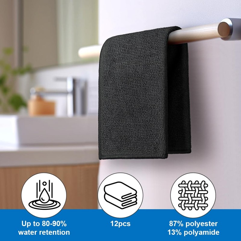 AYESY Microfibre Cleaning Cloth, 12 PCS Highly Absorbent Cleaning Rags
