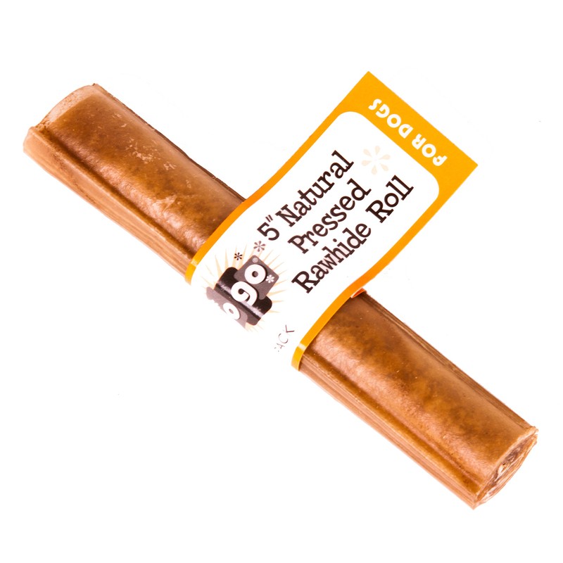 GoGo Pressed Rawhide Roll Dog Bone - 5 Inch -