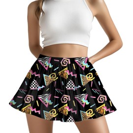 ukoyhga 80s Skirt Mini Skirts for Women Pleated Stretchy Casual Black Short Skirts Girls 90s Neon Party Dress L