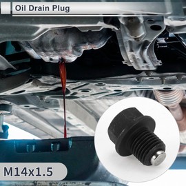 RATCHROLL 1 Set Universal Oil Drain Plug Anti Leakage 1.08" Height Oil Pan Drain Bolt Screw Thread Repair with Gasket Magnetic Black Steel Aluminum M14x1.5