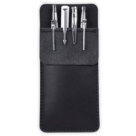 Rimikuru Chest Pocket Pen Case Black Pen Holder Chest Pocket Pen Case Pocket Nurse White Coat Slim Fall Prevention Genuine Leather Lightweight, 1 piece