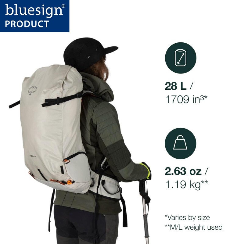 Osprey Firn 28L Ski and Snowboard Backpack, Sandy Grey/Tequila Orange,