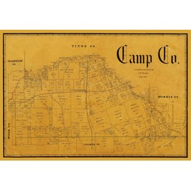 MAPS OF THE PAST Historic County Map - Camp County Texas - Pressler 1897-33.62 x 23 - Vintage Wall Art