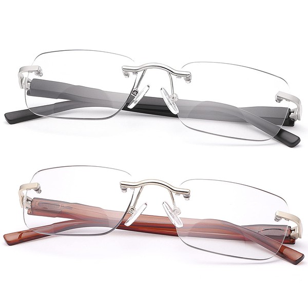 2 pares de gafas de lectura fotocromáticas bifocales de transición para lectores de sol, Negro y marrón, 1.5 x