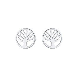 s.Oliver 2034185 Women's Stud Earrings 925 Sterling Silver 1 cm Tree of Life Comes in Jewellery Gift Box, Sterling Silver