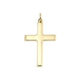 Lucchetta - High Polished 14k Solid Gold Italian Christian Catholic Cross Pendant Charm for Necklaces