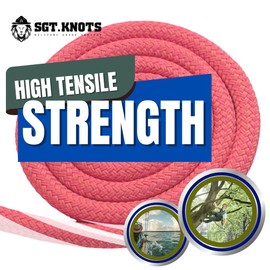 SGT KNOTS Arborist Double Braided Polyester Rope - Heavy Duty Tree Pulling Rope, Rigging, Tree Ropes, Arborist Pulling, Felling, Sailing, Industrial Rigging (0.625 in x 10 ft) Pink