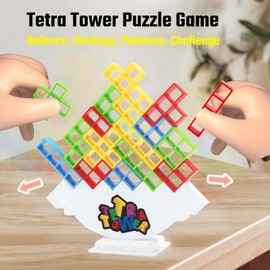 Gdaytao 64 Pcs Tetra Tower Game | Balance Game | Stack Attack Game | Stacking Game for Kids & Adult | Board Game & Puzzle Game | Fun Game, Educational Family Games for Coordination & Creativity